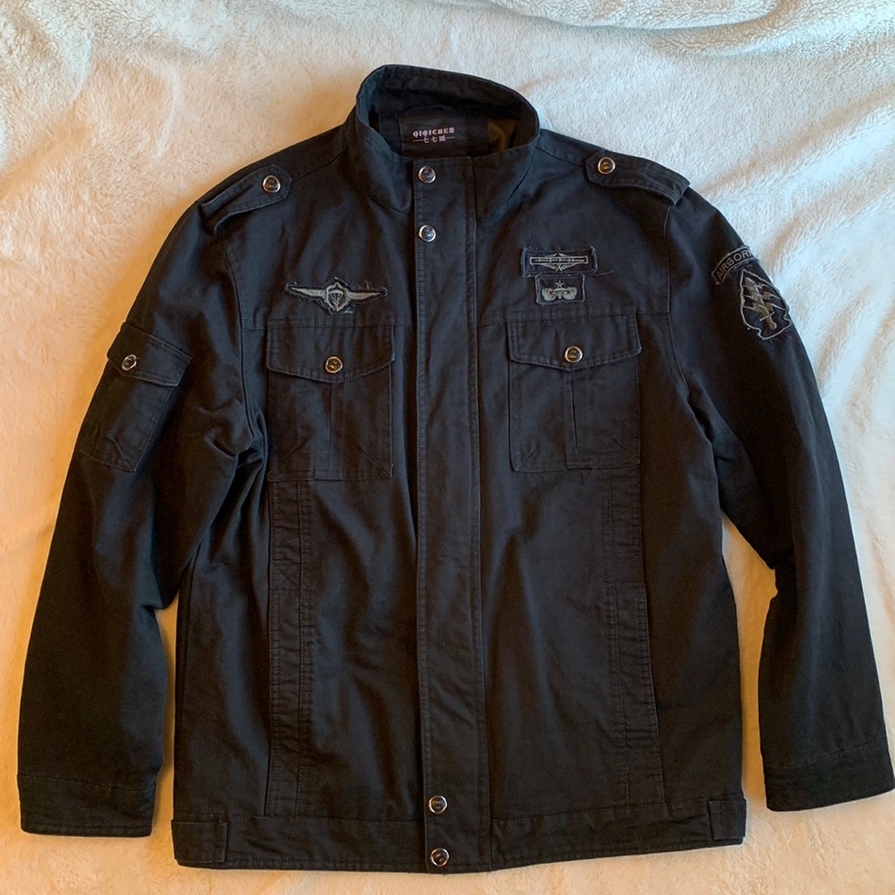 Qiqichen Black Bomber Jacket